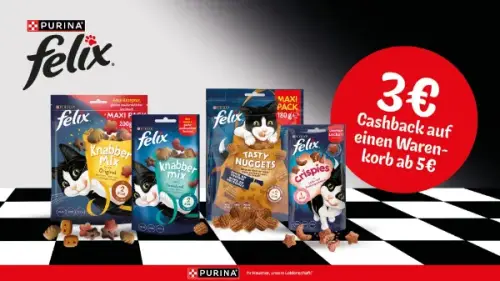 3€ Cashback auf FELIX Katzensnacks!