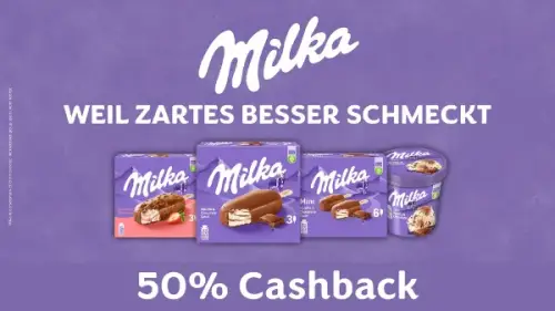 50% Cashback auf Milka Eiscreme