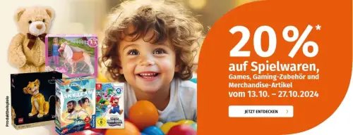 20% Rabatt auf alle Spielwaren, Games, Gaming-Zubehör und Merchandise bei Müller