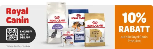 Zooplus-App: 10% Rabatt auf Royal Canin Nass- und Trockenfutter sowie Snacks