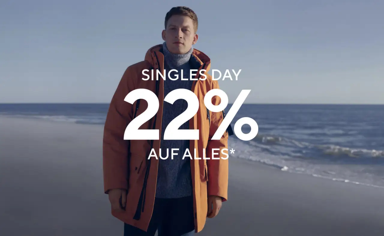 Singles' Day: 22% Rabatt auf alles bei Tom Tailor