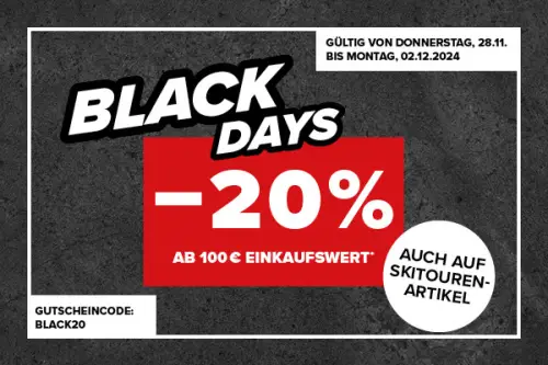 Black Days bei Hervis: 20 % Rabatt auf alles!