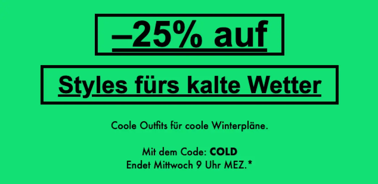 Bis Mittwoch 9 Uhr: 25% Rabatt auf Winterstyles bei ASOS!