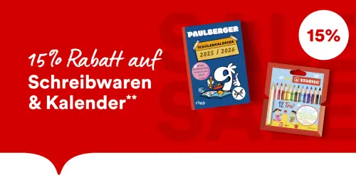 15 % Rabatt auf Schreibwaren und Kalender bei Thalia