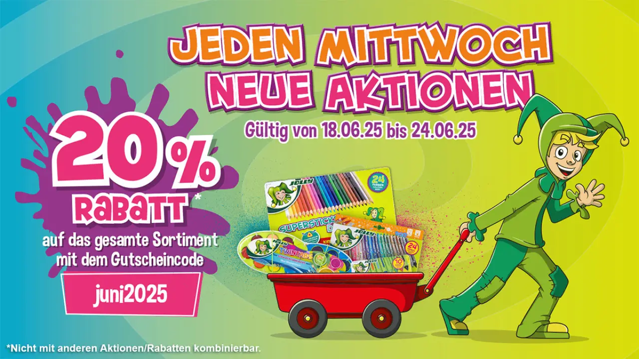 20 % Rabatt auf das gesamte Sortiment bei Jolly bis 24. Juni
