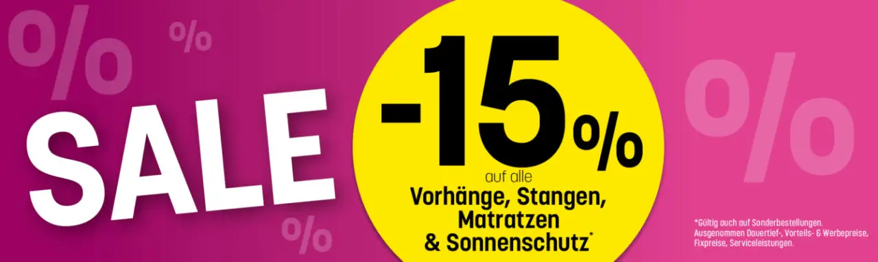 Sommeraktion bei Betten Reiter: 15 % Rabatt auf Vorhänge, Sonnenschutz und Matratzen