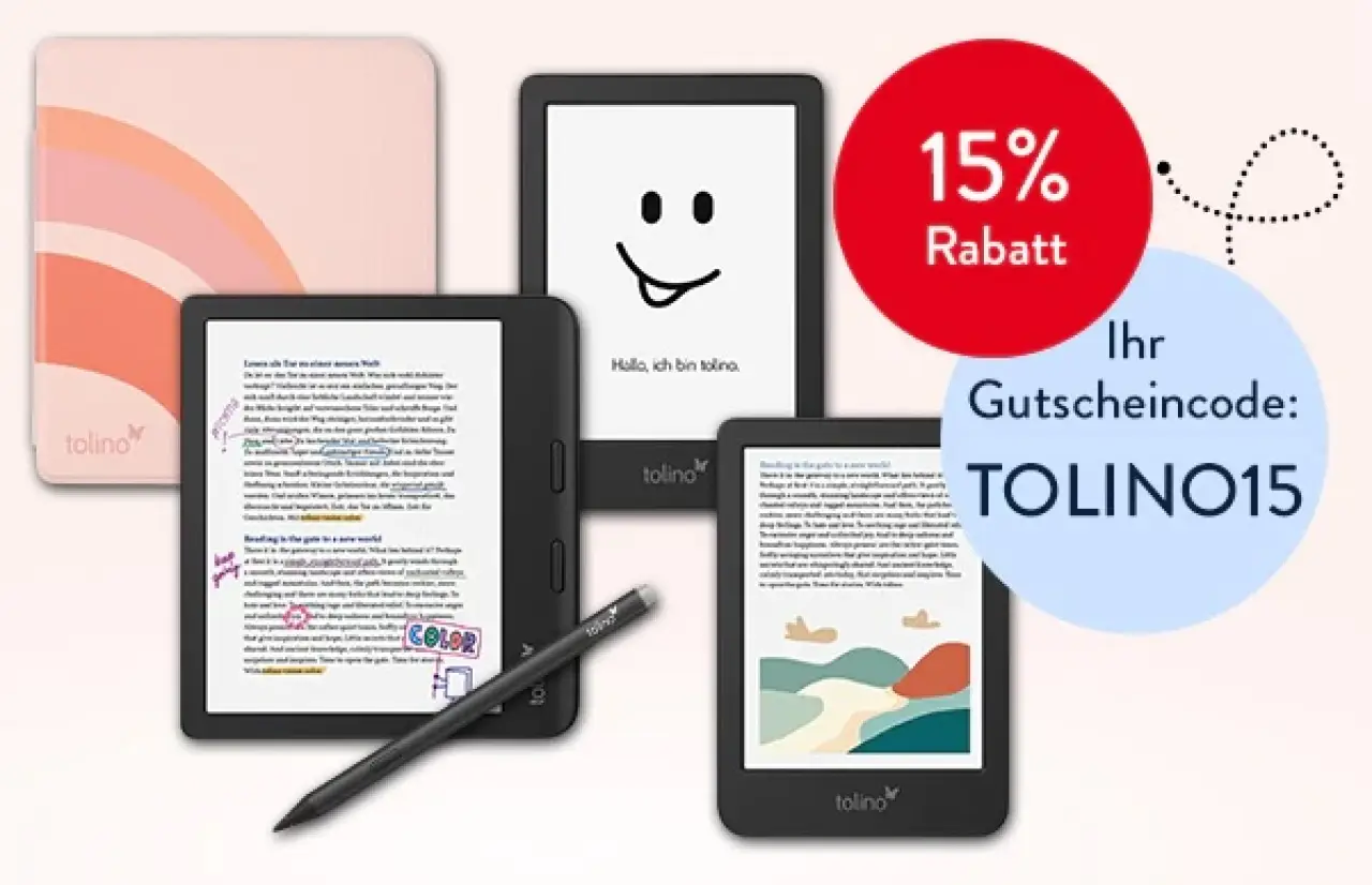 15% Rabatt auf ausgewählte tolino eReader &amp; Zubehör bei Hugendubel