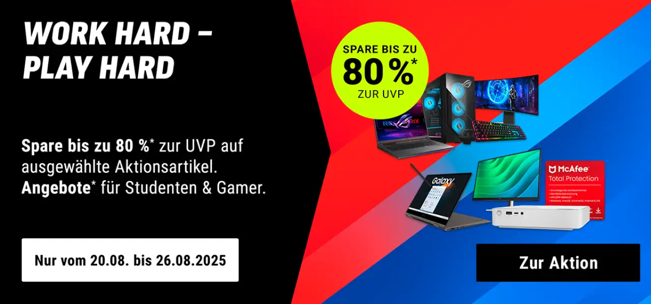 Bis zu 80 % bei Notebooksbilliger.de auf ausgewählte Aktionsartikel für Studenten & Gamer
