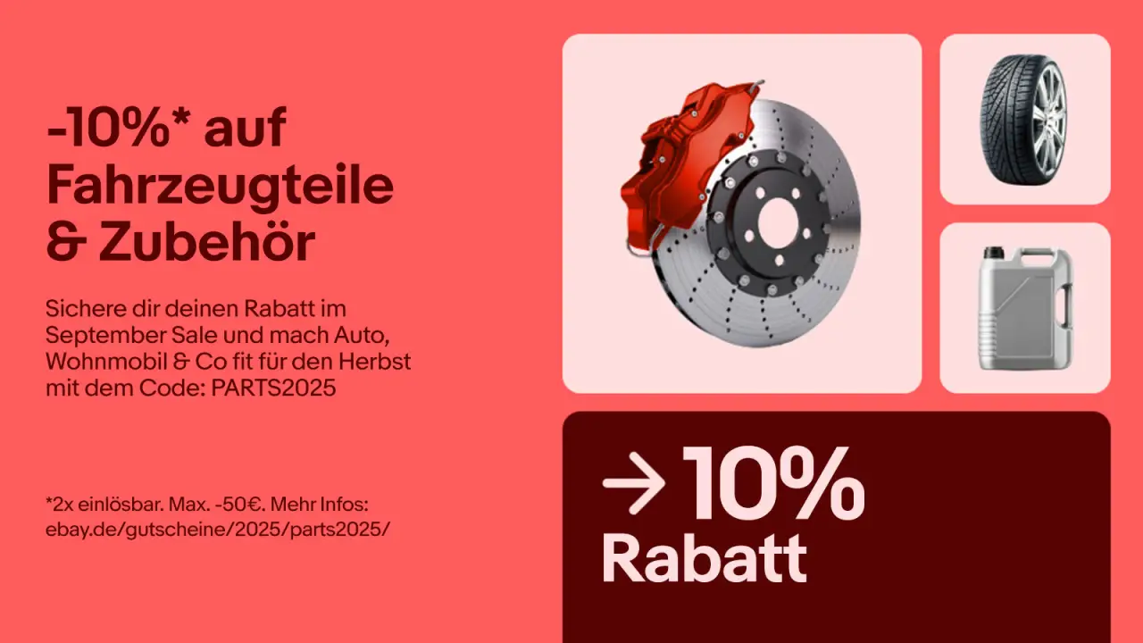 10 Prozent Rabatt auf Fahrzeugteile & Zubehör bei eBay