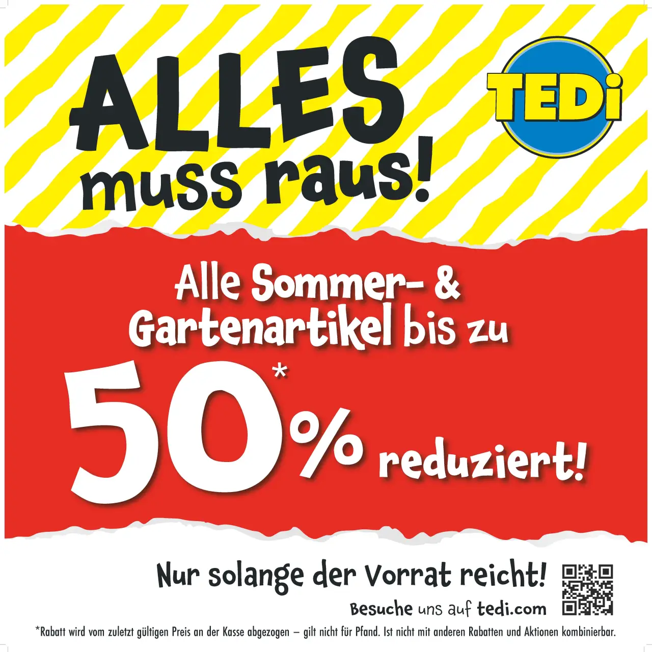 Bis zu 50% Rabatt auf Sommer- und Gartenartikel bei Tedi