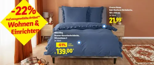 Lidl Online Shop: 22% Rabatt auf ausgewählte Artikel in Wohnen & Einrichten