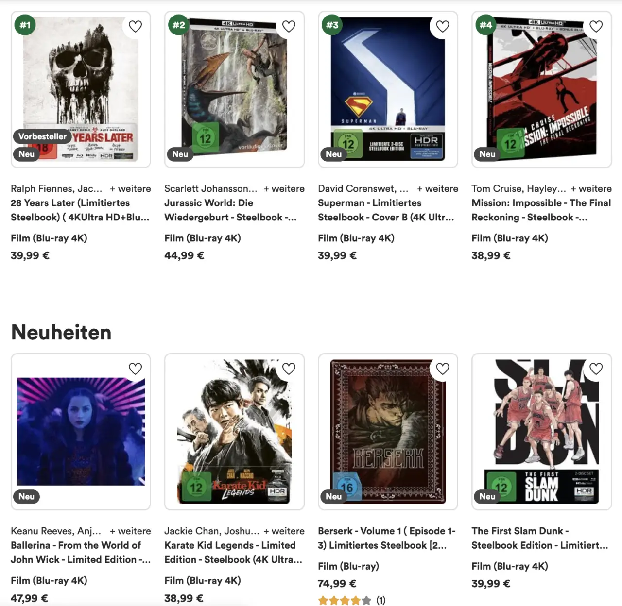 18% Rabatt auf TV Serien & Steelbooks bei Thalia