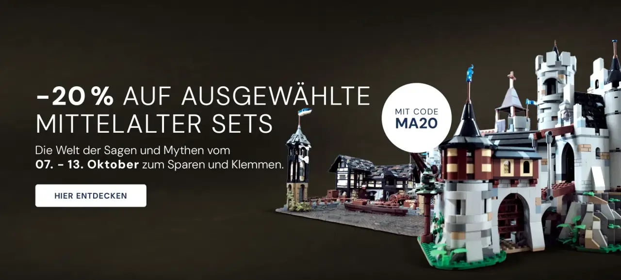 Bluebrixx 20% Rabatt auf ausgewählte Mittelalter Klemmbaustein Sets