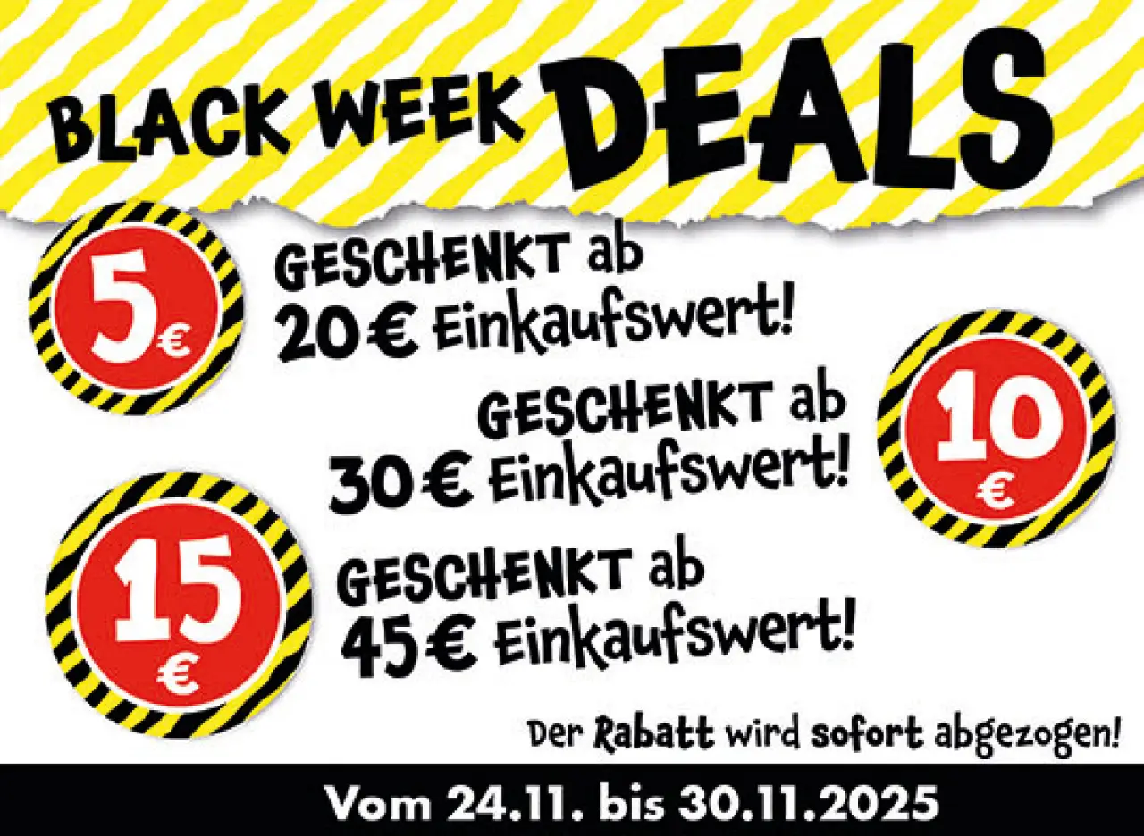 Black Week Deals 15 € Rabatt bei Tedi