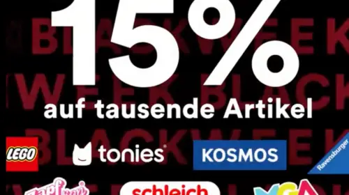 Thalia Black Week: 15% Rabatt auf Spielwaren, Kalender und Schreibwaren; 25% Rabatt auf englische BĂŒcher