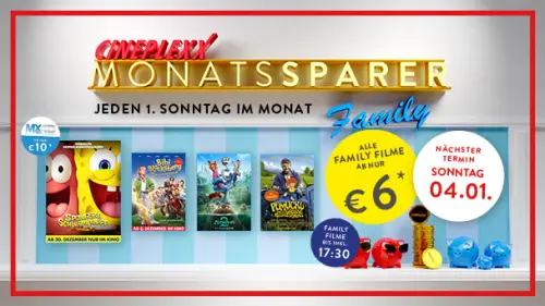 Cineplexx Family Monatssparer Januar 2026 ab nur 6 €