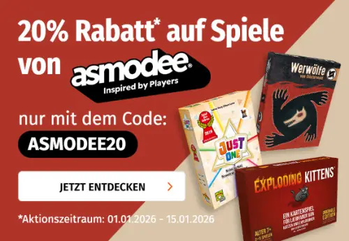 20% Rabatt auf Brettspiele von Asmodee bei Müller