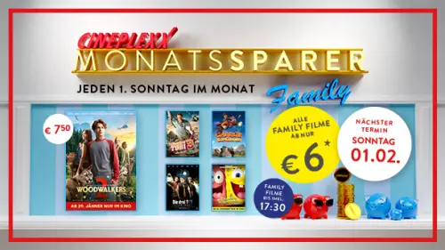 Cineplexx Family Monatssparer  für Februar ab 6€ ins Kino