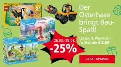 25% Rabatt auf ausgewählte LEGO & PLAYMOBIL-Sets bei libro & pagro