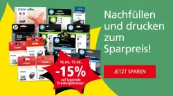 15% Rabatt auf lagernde Druckerpatronen bei pagro.at