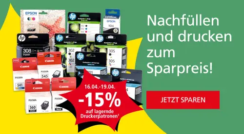 15% Rabatt auf lagernde Druckerpatronen bei pagro.at