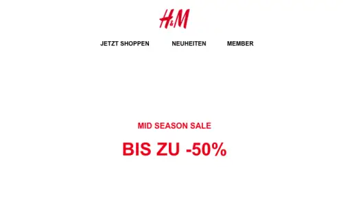 H&M Mid Season Sale Bis zu 50 Prozent auf ausgewählte Artikel