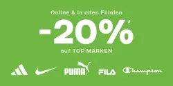 Deichmann 20% Rabatt auf Sportmarken Adidas, Nike, PUMA, FILA & Champion