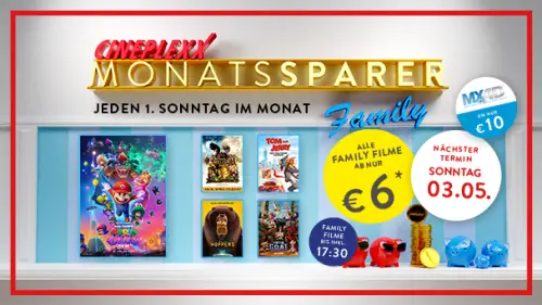 Cineplexx Family Monatssparer 6 € - Mai