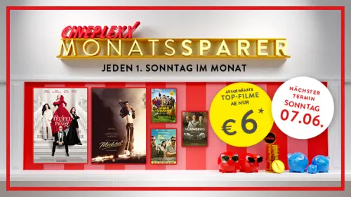 Cineplexx Monatssparer Juni ab nur 6 € ins Kino