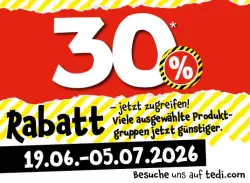 30% auf Aktionsartikel und 50% auf ausgewählte Highlights bei Tedi