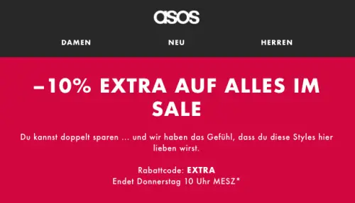 10% Extra-Rabatt auf Sale-Artikel bei ASOS & Topshop