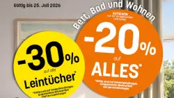 Betten Reiter 20% Rabatt auf alles und 30% Rabatt auf Leintücher