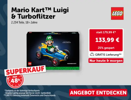 25% Rabatt auf LEGO® Mario Kart™ Luigi & Mach 8 bei Interspar für 133,99 €