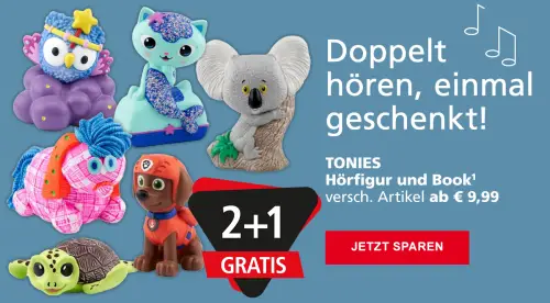 2+1 gratis auf Tonies Hörfiguren und Toniebooks bei Pagro