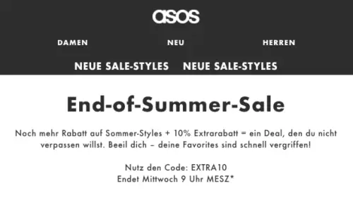 ASOS End-of-Summer-Sale: 10% Extra-Rabatt