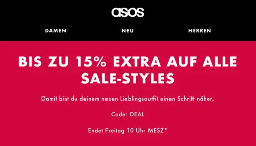 ASOS: Bis zu 15% Extra auf alle Sale-Styles