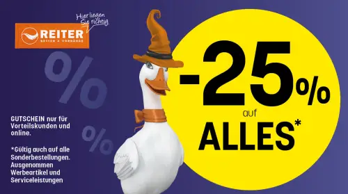 25% Rabatt auf alles bei Bettenreiter