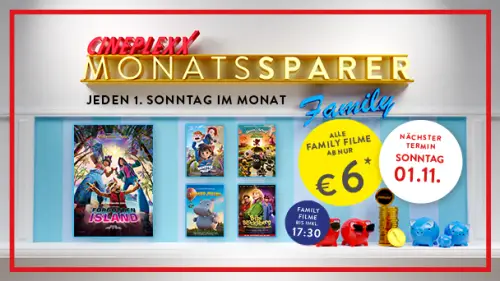 Cineplexx Family Monatssparer November - ab 6 € ins Kino