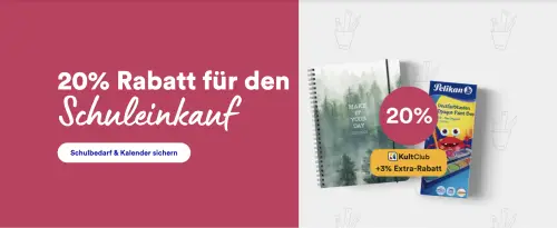 20% Rabatt für den Schuleinkauf + 3% Extra Rabatt für KultClub Mitglieder